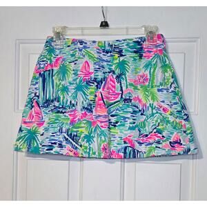 Lilly Pulitzer Tropical Sailboat Print Skort in Pink, Green & Blue